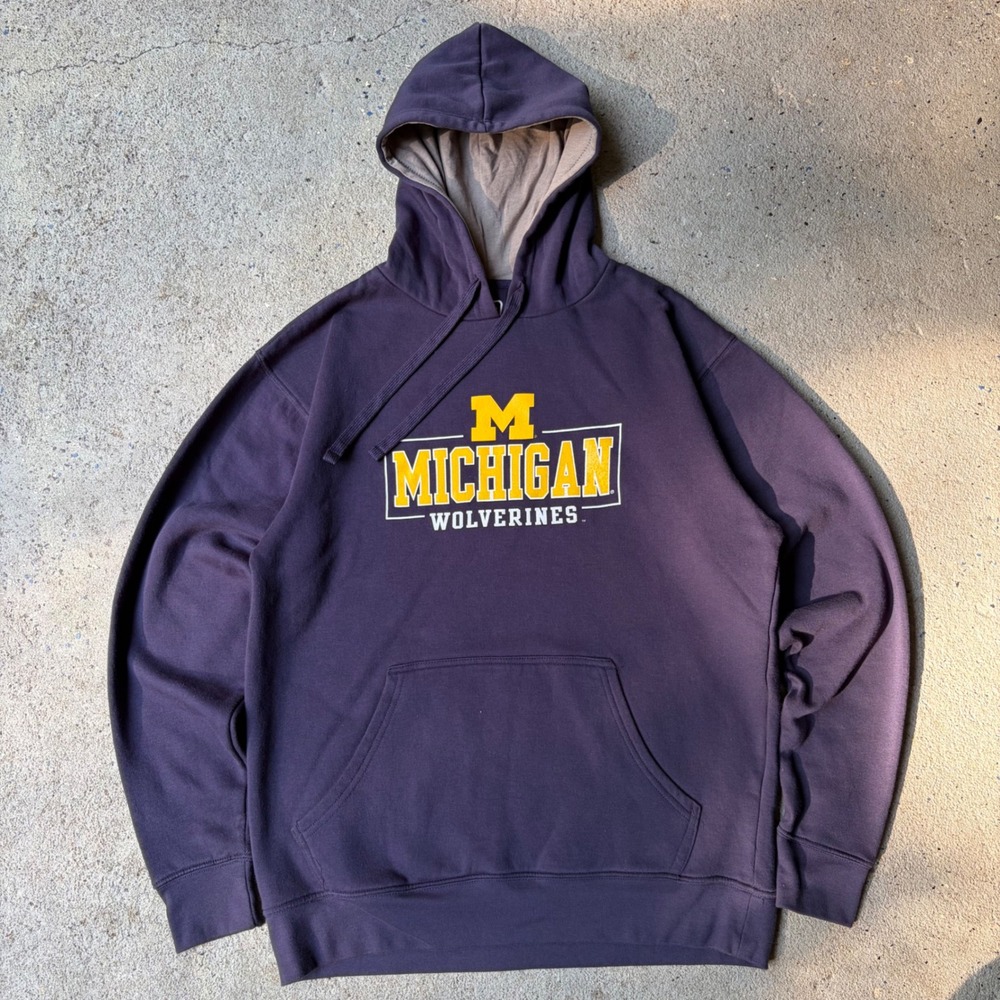 ProEdge Michigan Wolverines Hoodie Navy Blue Yellow Pullover Sweatshirt Mens M